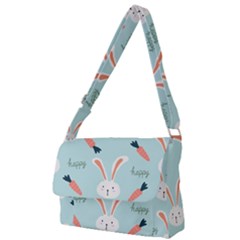 Bunny Carrot Pattern Background Full Print Messenger Bag (l) by Wegoenart