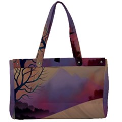 Landscape Illustration Nature Sky Canvas Work Bag by Wegoenart