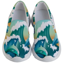 Dolphin Seagull Sea Ocean Wave Kids Lightweight Slip Ons by Wegoenart