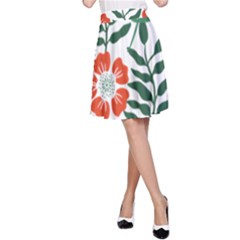 Painting Flower Leaves Forest A-line Skirt by Wegoenart