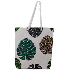 Colorful Monstera  Full Print Rope Handle Tote (large)