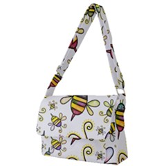 Bee Doodle Cartoon Full Print Messenger Bag (l) by Wegoenart