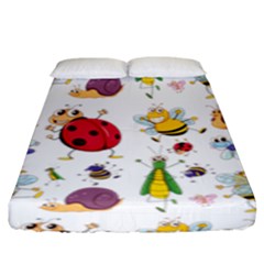 Cute Cartoon Insects Seamless Background Fitted Sheet (king Size) by Jancukart