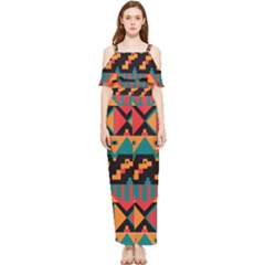 Tribal Pattern Seamless Border Draped Sleeveless Chiffon Jumpsuit by Jancukart