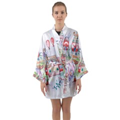 Easter Village  Long Sleeve Satin Kimono by ConteMonfrey