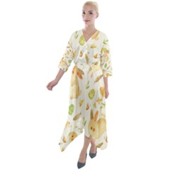 Cute Rabbits - Easter Spirit  Quarter Sleeve Wrap Front Maxi Dress by ConteMonfrey