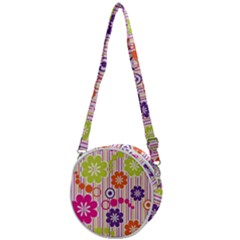 Multicolored Floral Wallpaper Pattern Background Texture Surface Crossbody Circle Bag