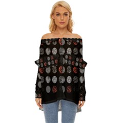 Black And Multicolored Polka Dot Wallpaper Artwork Digital Art Off Shoulder Chiffon Pocket Shirt