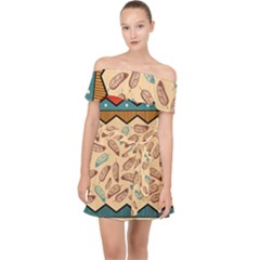 Ethnic Tribal Pattern Background Off Shoulder Chiffon Dress by Vaneshart