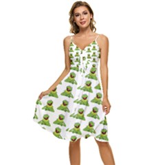 Kermit The Frog Sleeveless Tie Front Chiffon Dress by Valentinaart