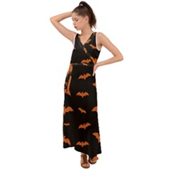 Bat Pattern V-neck Chiffon Maxi Dress by Valentinaart