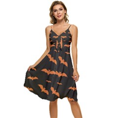 Bat Pattern Sleeveless Tie Front Chiffon Dress by Valentinaart