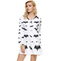 Bat pattern Tiered Long Sleeve Mini Dress View1