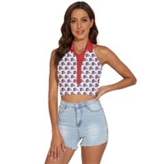 Cuban Flapping Flag Backless Halter Cami Shirt