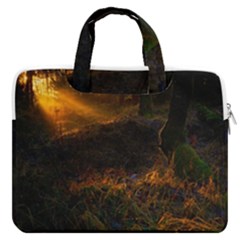 Sunset Forest Fall Sunbeams Nature Macbook Pro 16  Double Pocket Laptop Bag  by danenraven