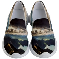 Mountains Sky Clouds Sunset Peak Overlook River Kids Lightweight Slip Ons by danenraven