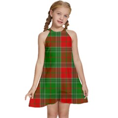 Lumberjack Plai Kids  Halter Collar Waist Tie Chiffon Dress