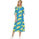 Pattern Aliens Bow Sleeve Chiffon Midi Dress View1