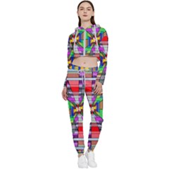 Art Background Abstract Cropped Zip Up Lounge Set