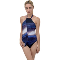 Space Cosmos Galaxy Stars Black Hole Universe Go With The Flow One Piece Swimsuit by Pakemis