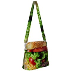 Hamburger Cheeseburger Burger 3d Render Snack Zipper Messenger Bag by Pakemis