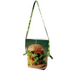 Hamburger Cheeseburger Burger 3d Render Snack Folding Shoulder Bag by Pakemis