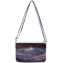 Mountains Nature Forest Moon Landscape Moonlight Double Gusset Crossbody Bag by Pakemis