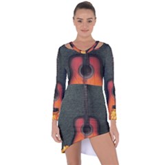 Guitar Ropes Music Instrument Sound Melody Asymmetric Cut-out Shift Dress by Pakemis