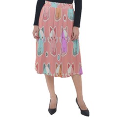 Cute Kawaii Kittens Seamless Pattern Classic Velour Midi Skirt  by Pakemis