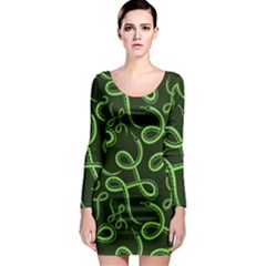 Snakes Seamless Pattern Long Sleeve Bodycon Dress by Pakemis