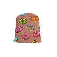 Doughnut Doodle Colorful Seamless Pattern Drawstring Pouch (medium) by Pakemis