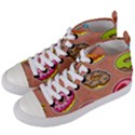 Doughnut Doodle Colorful Seamless Pattern Women s Mid-Top Canvas Sneakers View2