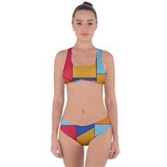 Dotted Colors Background Pop Art Style Vector Criss Cross Bikini Set