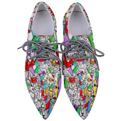 Graffit Characters Seamless Pattern Art Pointed Oxford Shoes by Pakemis