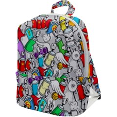 Graffit Characters Seamless Pattern Art Zip Up Backpack by Pakemis