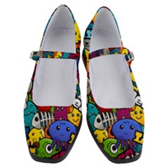 Graffiti Characters Seamless Pattern Women s Mary Jane Shoes by Pakemis