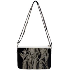 Catholic Motif Sculpture Over Black Double Gusset Crossbody Bag by dflcprintsclothing