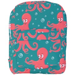 Cute Smiling Red Octopus Swimming Underwater Full Print Backpack by Pakemis