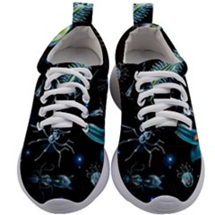 Colorful Abstract Pattern Consisting Glowing Lights Luminescent Images Marine Plankton Dark Backgrou Kids Athletic Shoes by Pakemis