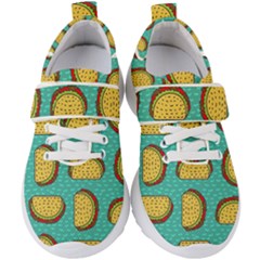 Taco-drawing-background-mexican-fast-food-pattern Kids  Velcro Strap Shoes by Pakemis