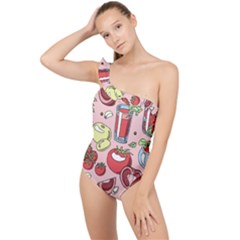 Tomato-seamless-pattern-juicy-tomatoes-food-sauce-ketchup-soup-paste-with-fresh-red-vegetables-backd Frilly One Shoulder Swimsuit