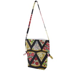 Vector-seamless-pattern-with-italian-pizza-top-view Folding Shoulder Bag by Pakemis