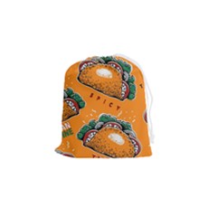 Seamless Pattern With Taco Drawstring Pouch (small) by Pakemis