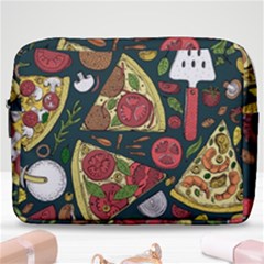 Vector-seamless-pizza-slice-pattern-hand-drawn-pizza-illustration-great-pizzeria-menu-background Make Up Pouch (large) by Pakemis