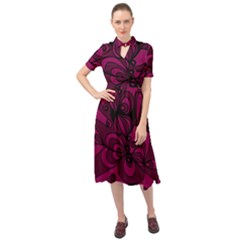 Aubergine Zendoodle Keyhole Neckline Chiffon Dress