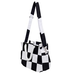 Grid-domino-bank-and-black Rope Handles Shoulder Strap Bag by BangZart