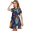 Space Galaxy Planet Universe Stars Night Fantasy Kids  Bow Tie Puff Sleeve Dress View3