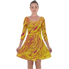 Red Yellow Abstract Wallpapers Abstracts Liquids Quarter Sleeve Skater Dress by Uceng