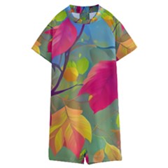 Leaves Foliage Autumn Branch Trees Nature Forest Kids  Boyleg Half Suit Swimwear