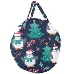 Colorful Funny Christmas Pattern Giant Round Zipper Tote by Uceng